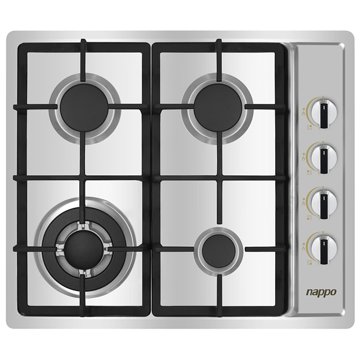 ANAFE 4 HORNALLAS A GAS CON PANEL DE ACERO INOXIDABLE NAPPO NEE-375